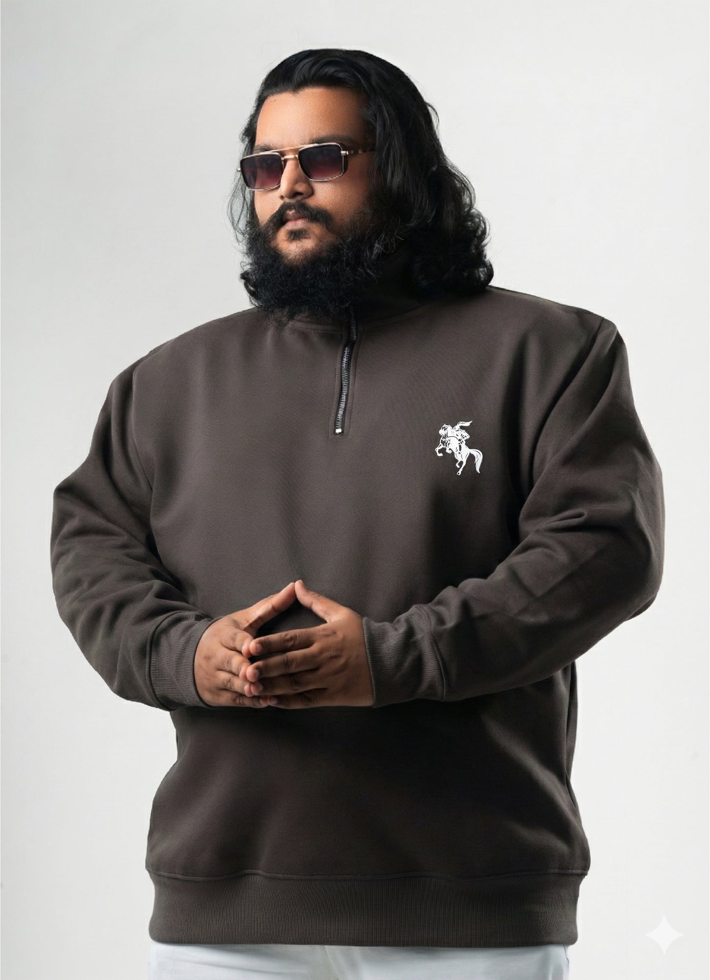 Half Zipper Jacket (D1) - Charcoal Brown