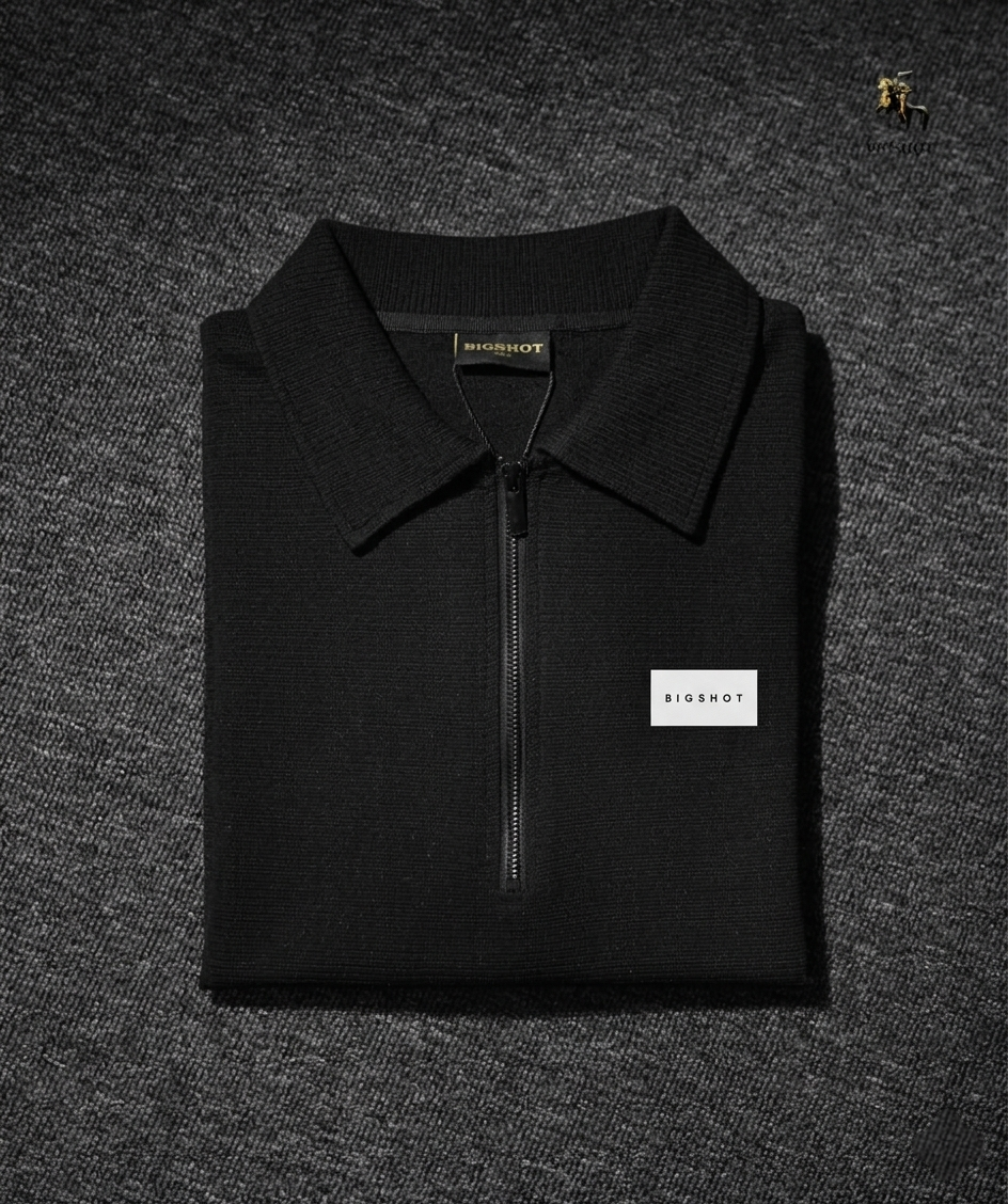 Old Money Polo - Full Black Chest Patch