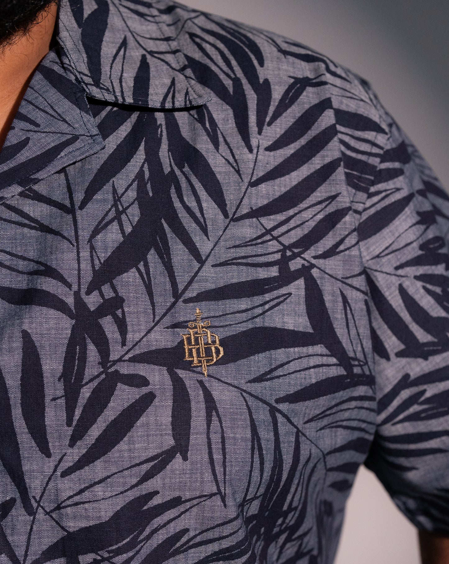 Black Leaf Half Sleeve Cuban Shirt