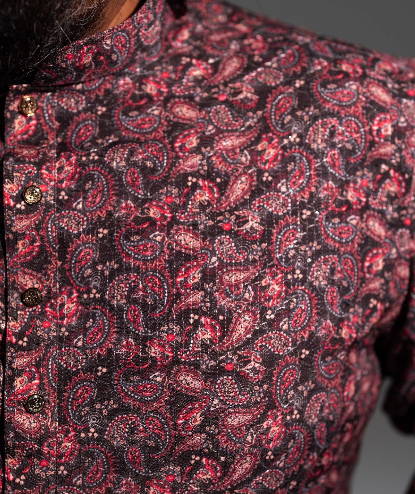Black Red Sonkho Sequins Luxury Panjabi - KING Edition