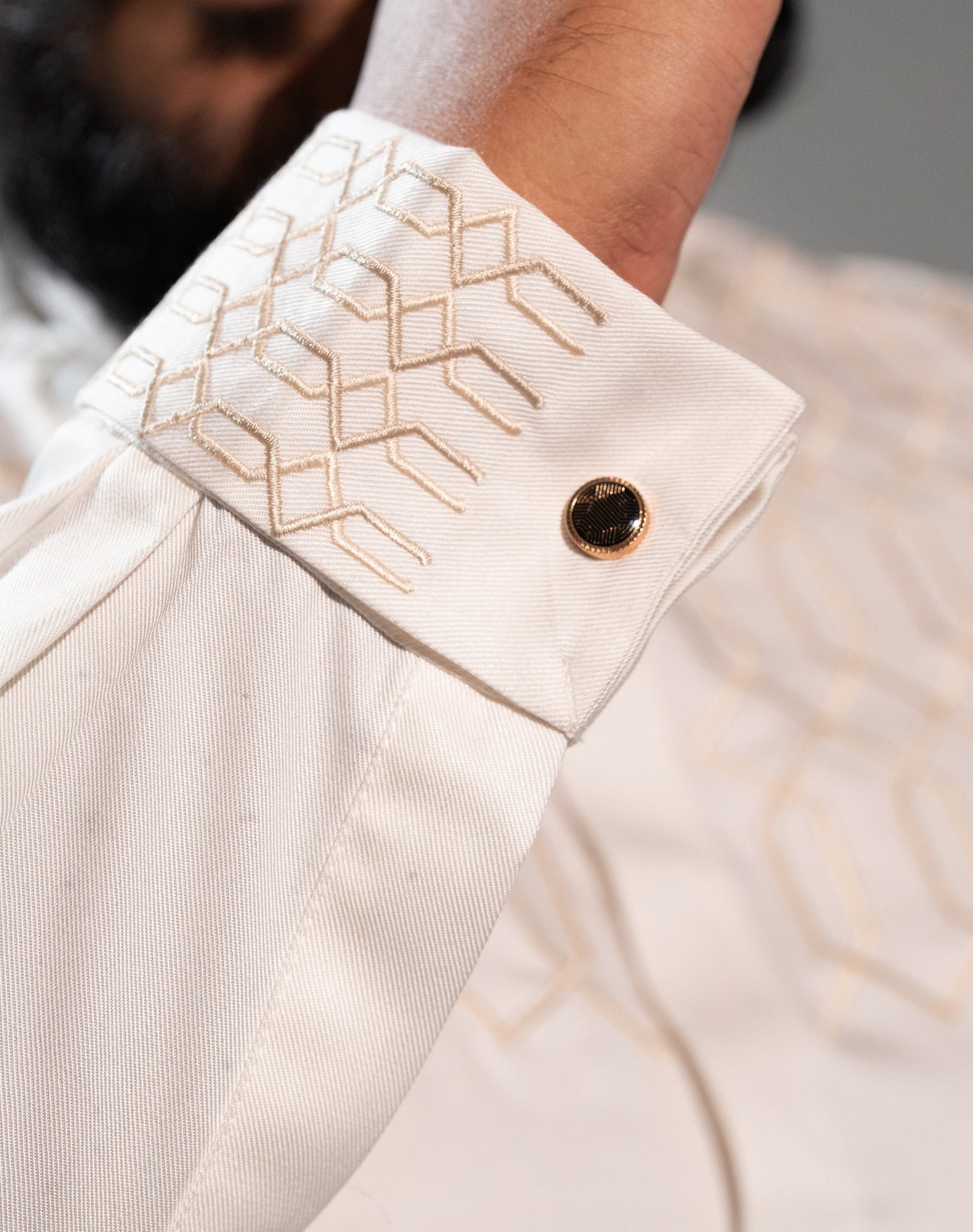 Cream White Embroidered Luxury Panjabi - NYS Edition
