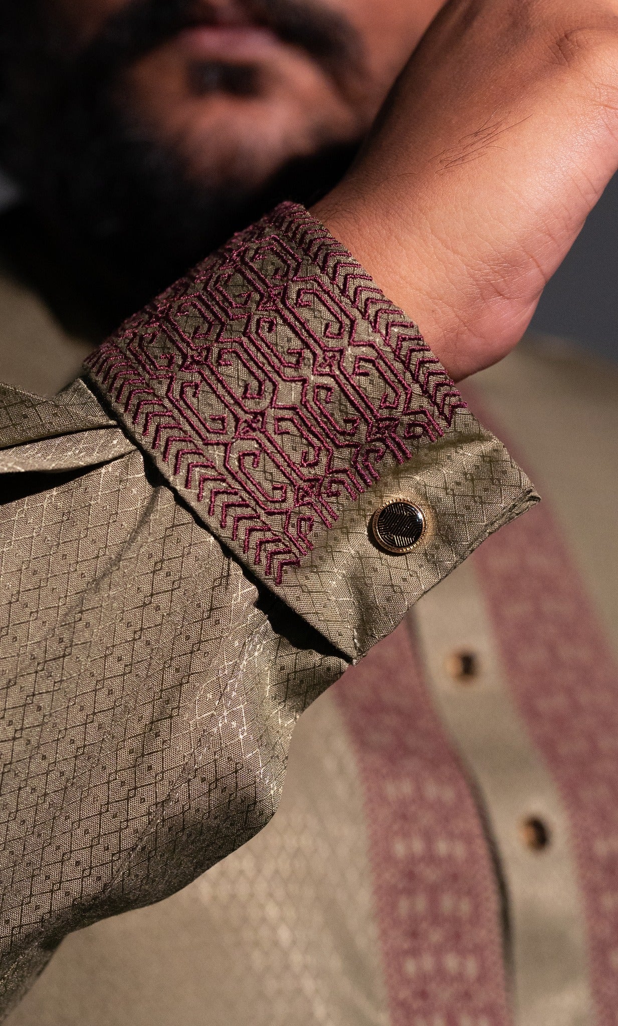 Beige Golden Maroon Embroidered Luxury Panjabi - NYS Edition (Pre Order)