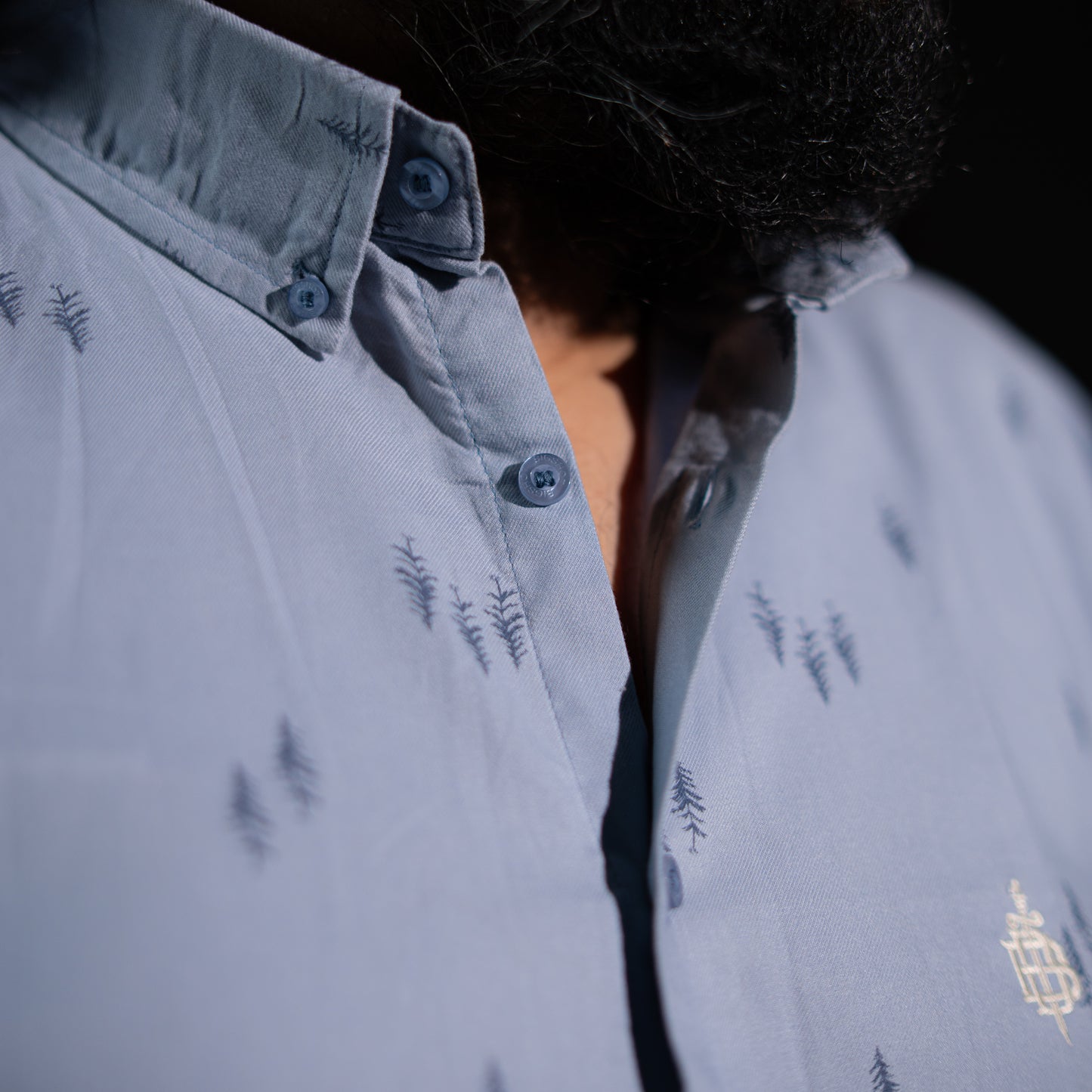 Printed Slate Blue Full Sleeve Shirt