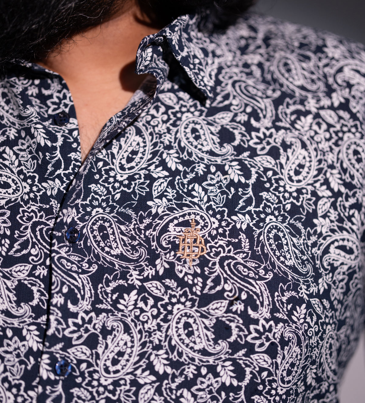 Dark Navy Paisley Full Sleeve Shirt