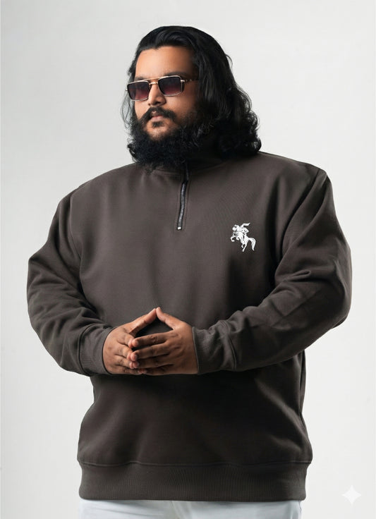 Half Zipper Jacket (D1) - Charcoal Brown