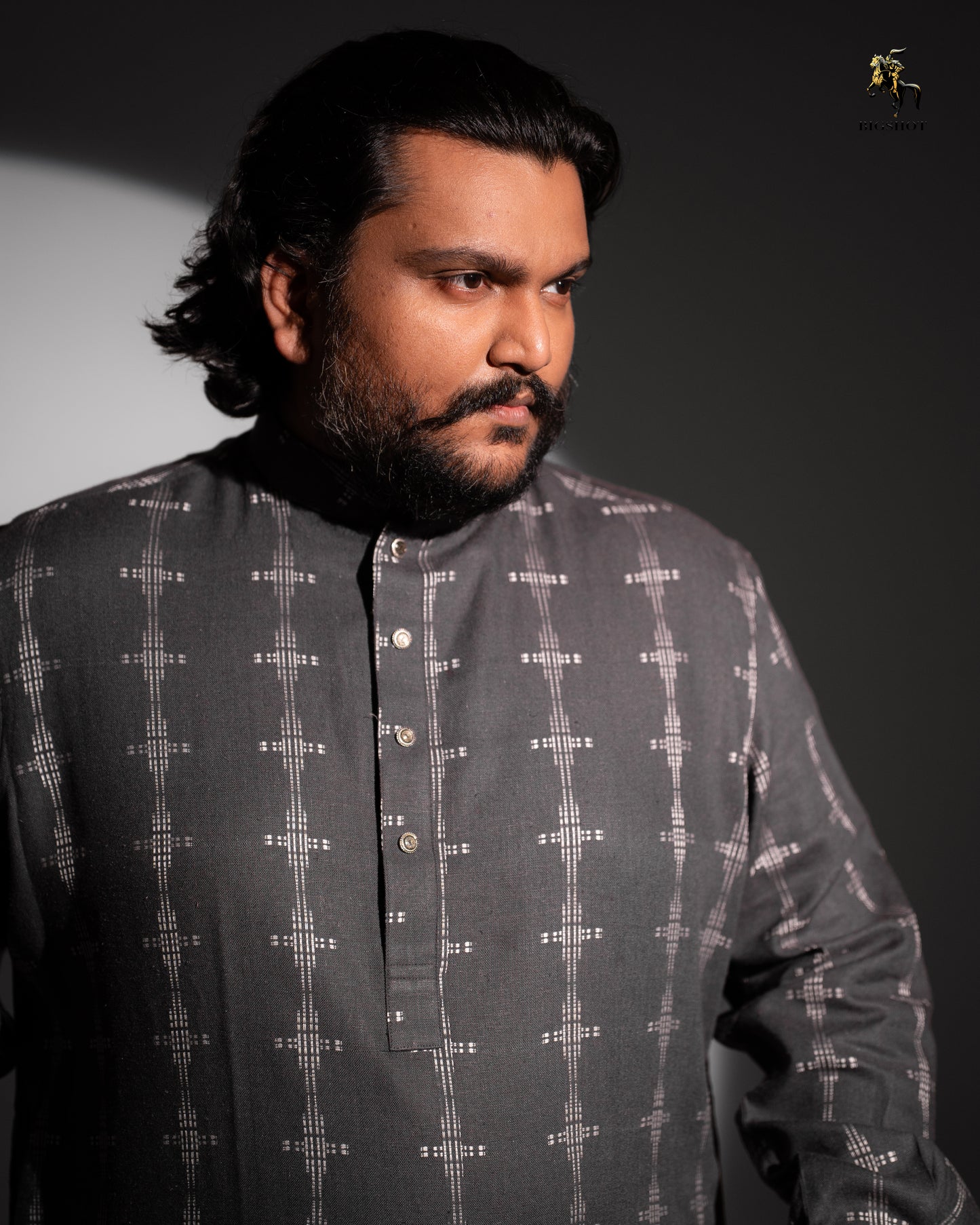 Grey White Embroidery Panjabi - Elegance Edition