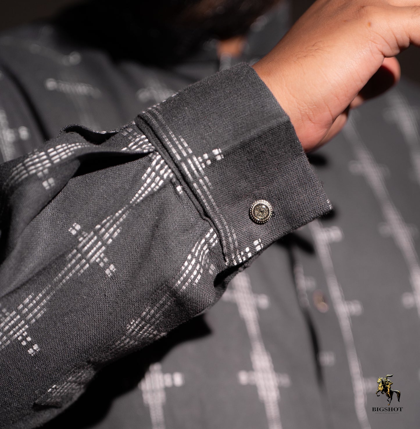 Grey White Embroidery Panjabi - Elegance Edition