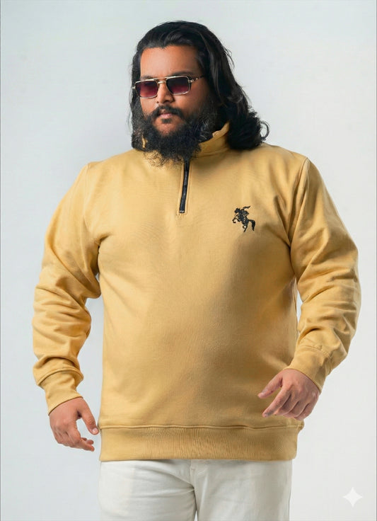 Half Zipper Jacket (D1) - Mustard Beige