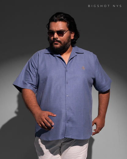 Mystic Blue Half Sleeve Cuban Shirt