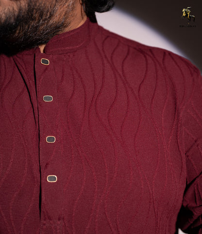 Maroon Popcorn Panjabi - Elegance Edition