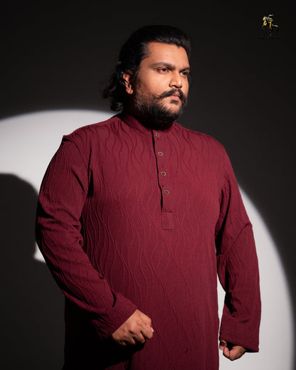 Maroon Popcorn Panjabi - Elegance Edition