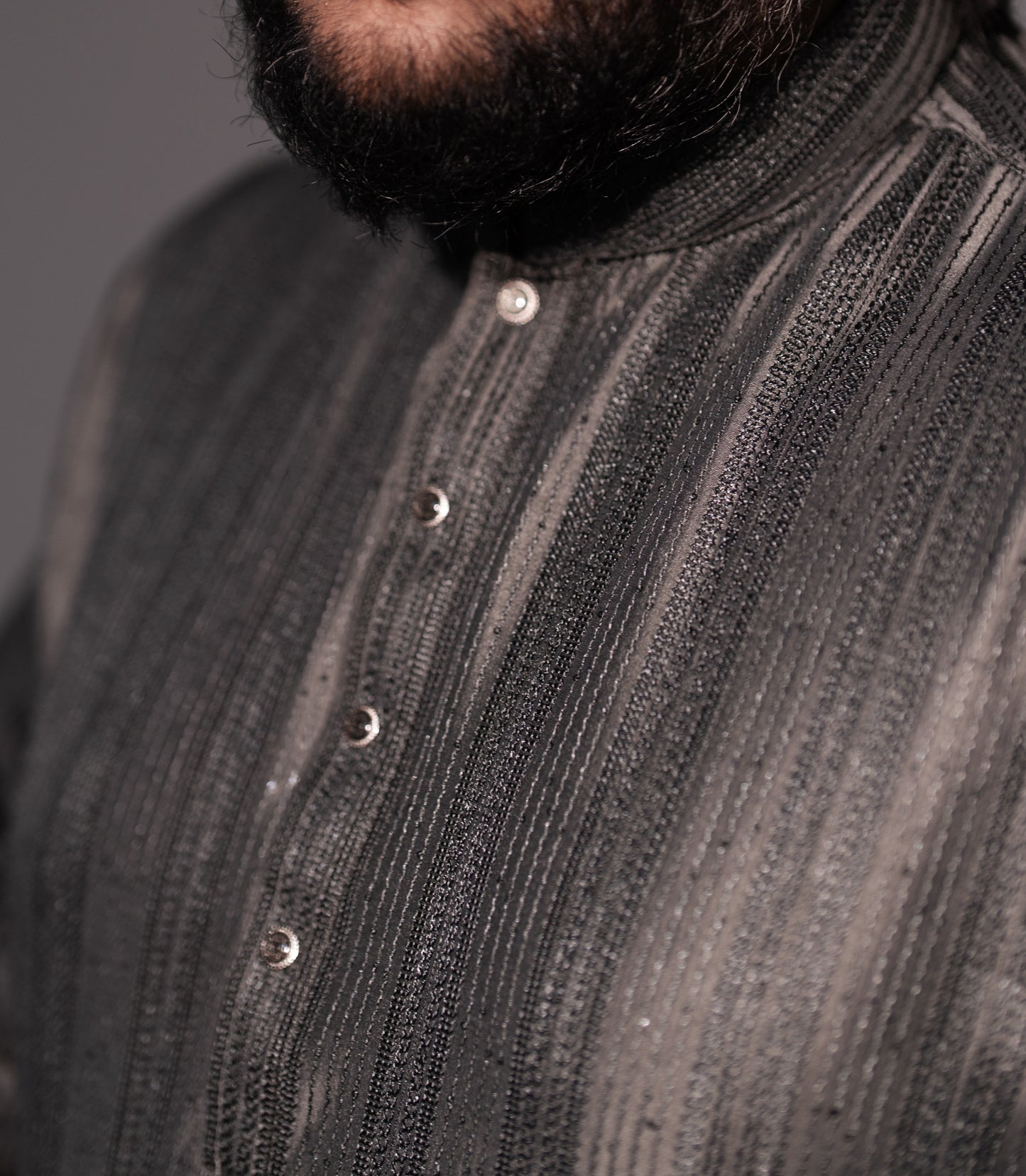 Graphite Charcoal Big Size Royale Sequins Panjabi - Designer's Edition