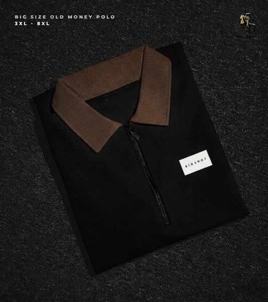 Old Money Polo - Black Brown Chest Patch