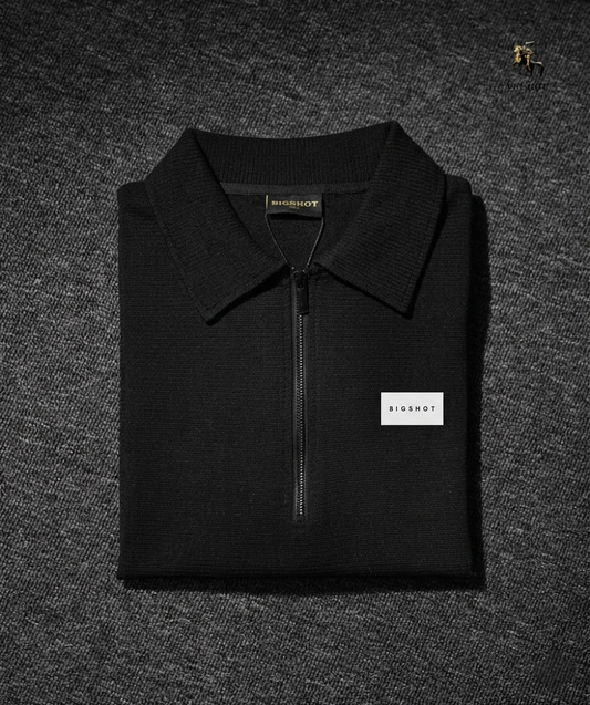 Old Money Polo - Full Black Chest Patch