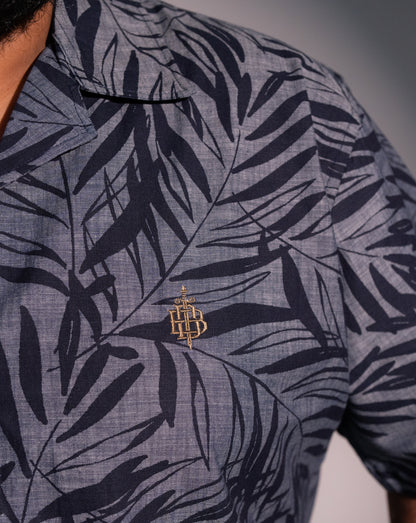 Black Leaf Half Sleeve Cuban Shirt