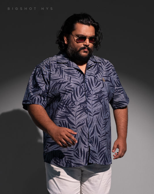 Black Leaf Half Sleeve Cuban Shirt