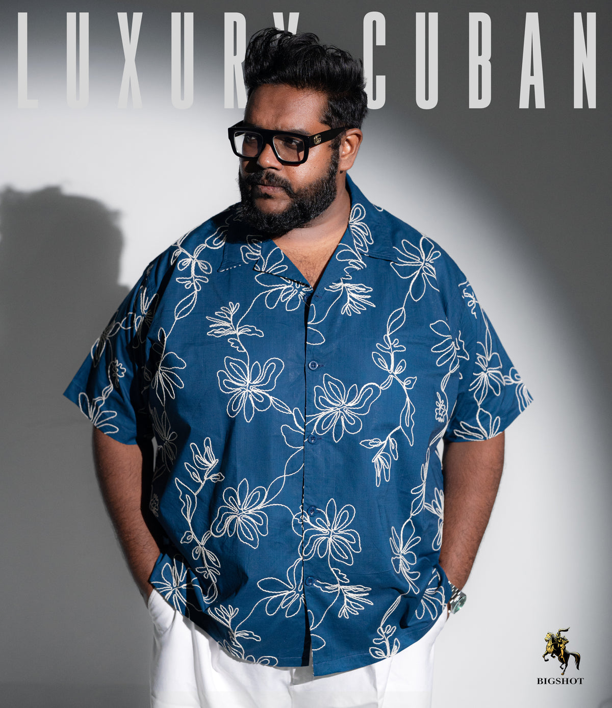 BIGSHOT Luxury Cuban – Navy Embroidery
