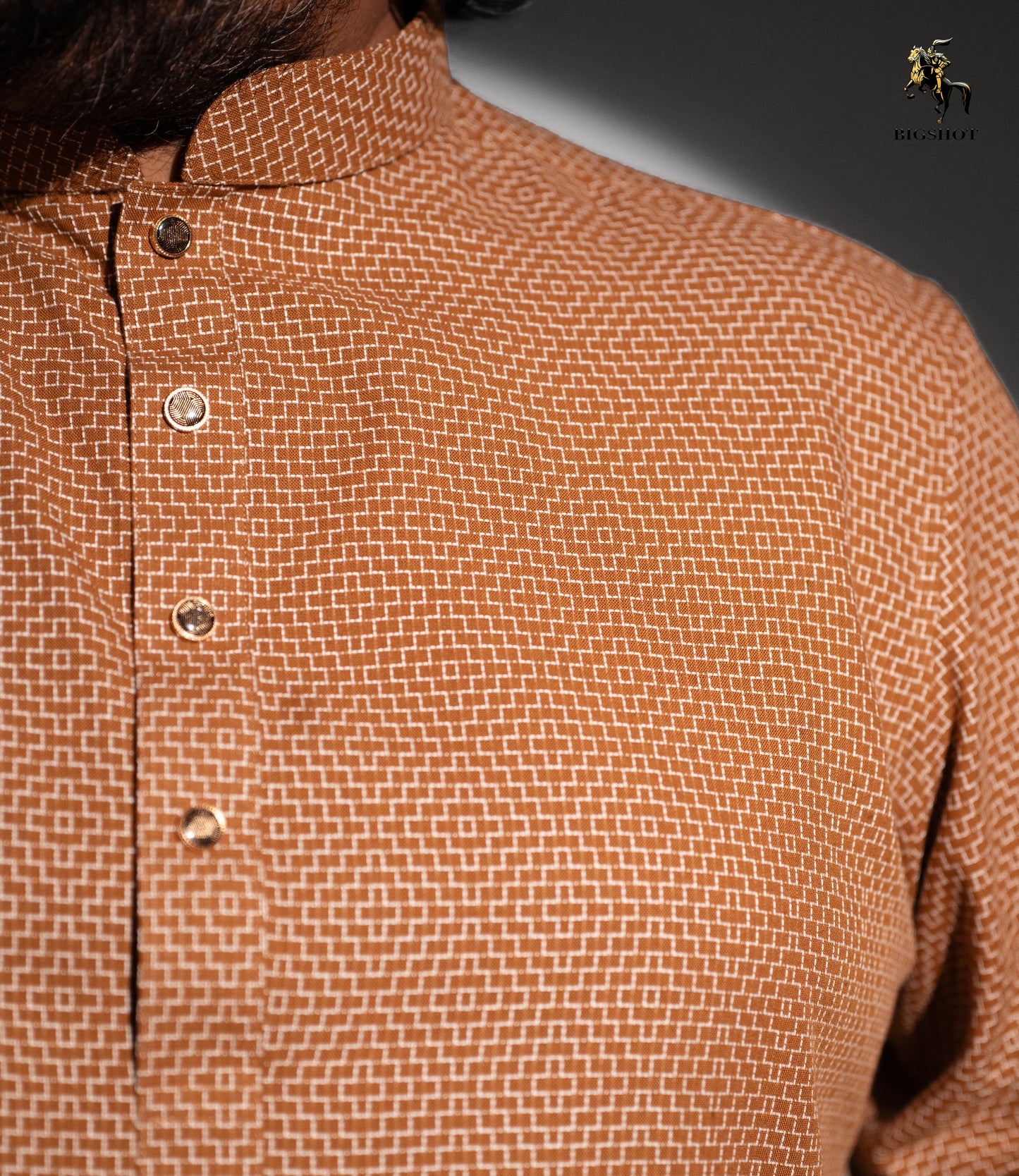 Classic Khaki Panjabi (Full Body Embroidered) - Elegance Edition