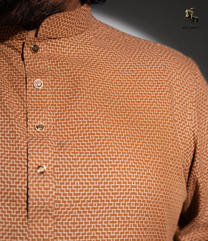 Classic Khaki Panjabi (Full Body Embroidered) - Elegance Edition