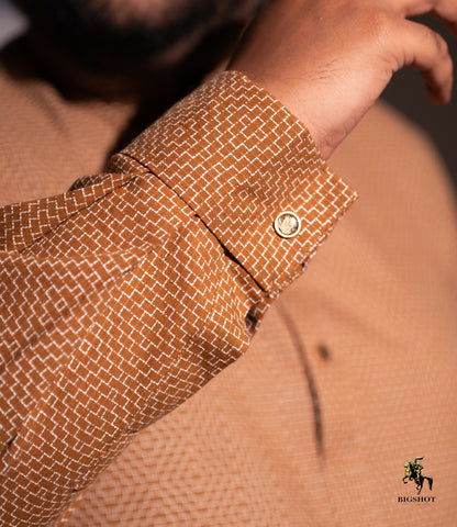 Classic Khaki Panjabi (Full Body Embroidered) - Elegance Edition