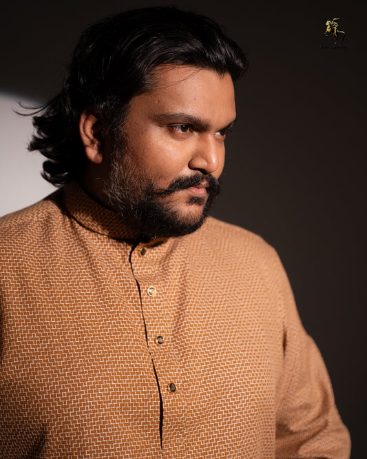 Classic Khaki Panjabi (Full Body Embroidered) - Elegance