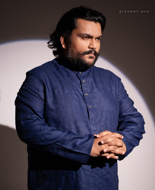 Blue Sequins Luxury Panjabi - KING Edition