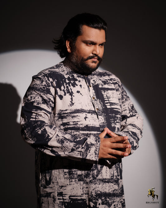 Black-Beige Abstract Panjabi