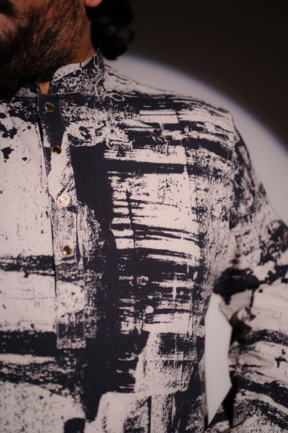 Black-Beige Abstract Panjabi