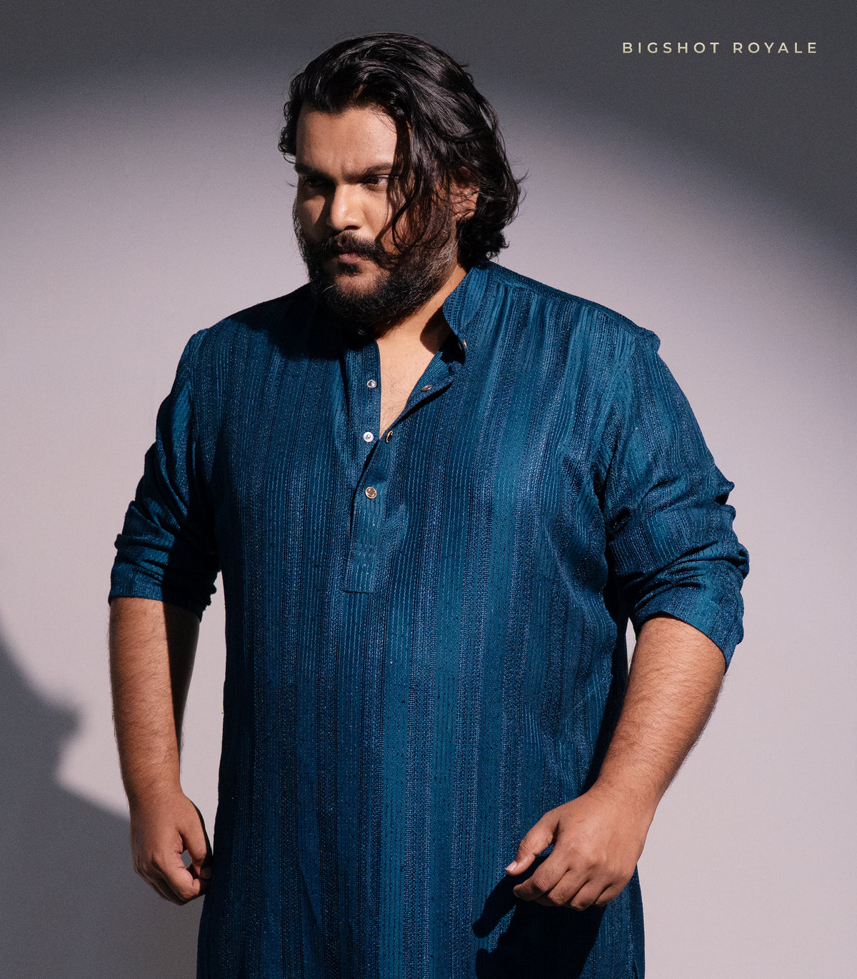 Imperial Teal Big Size Royale Sequins Panjabi - Designer's Edition
