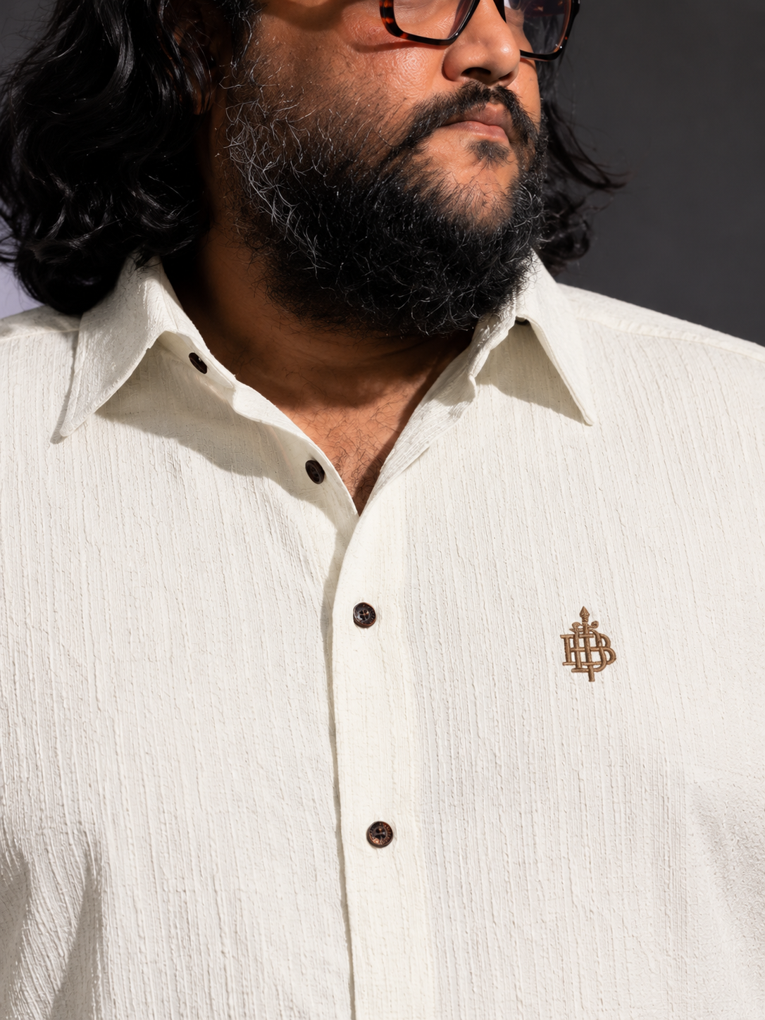 Cream Crab Pattern Luxury Full Sleeve Shirt