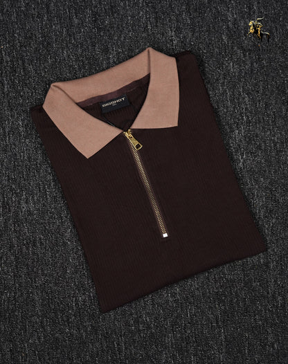 Luxury Old Money Polo - Deep Choco Brown