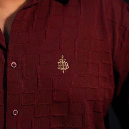 Maroon Popcorn Luxury Full Sleeve Shirt