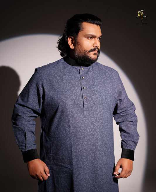 Gray Leaf Pattern Panjabi - Elegance Edition