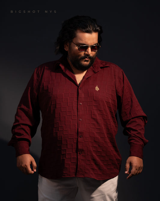 Maroon Popcorn Luxury Full Sleeve Shirt