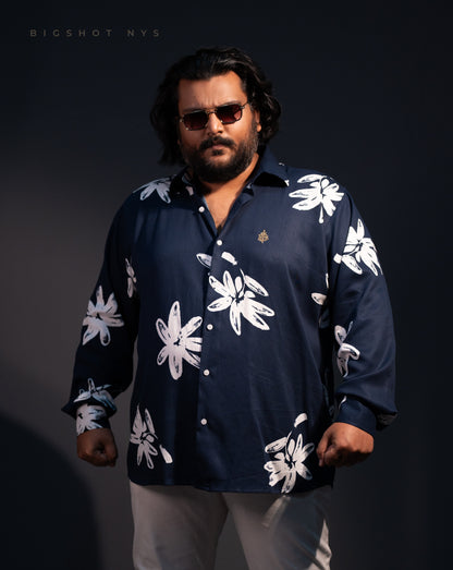 Navy Floral Luxury Full Sleeve Shirt