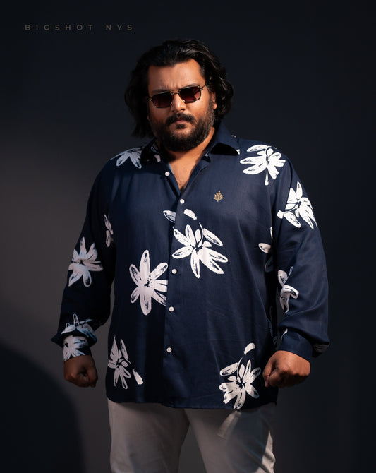 Navy Floral Luxury Full Sleeve Shirt