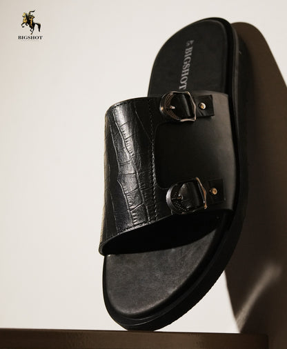 Leather Slide - D1 - Black