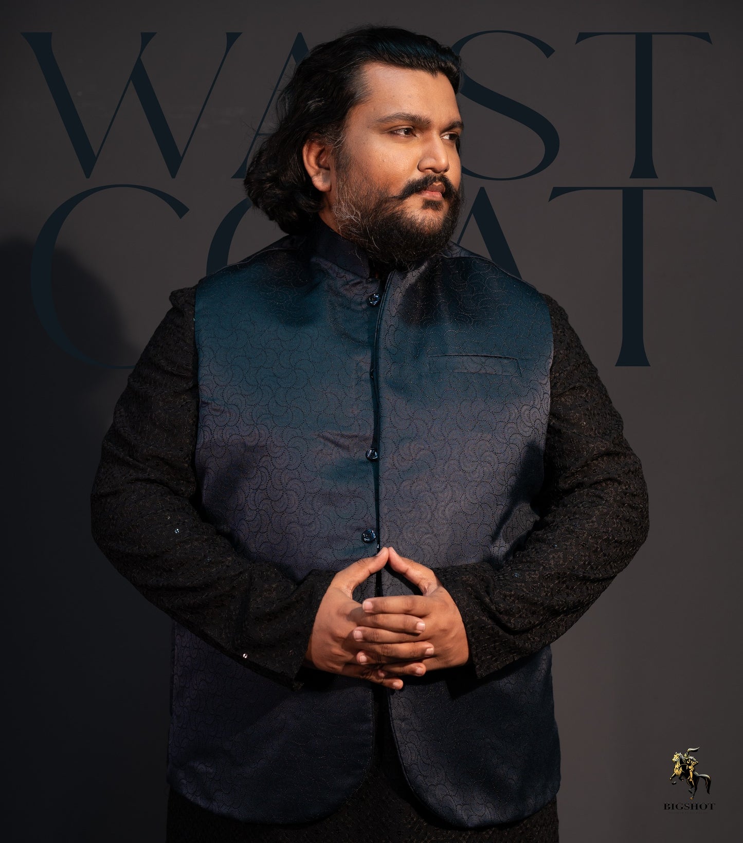 BIG SIZE Waist Coat - Ocean Navy