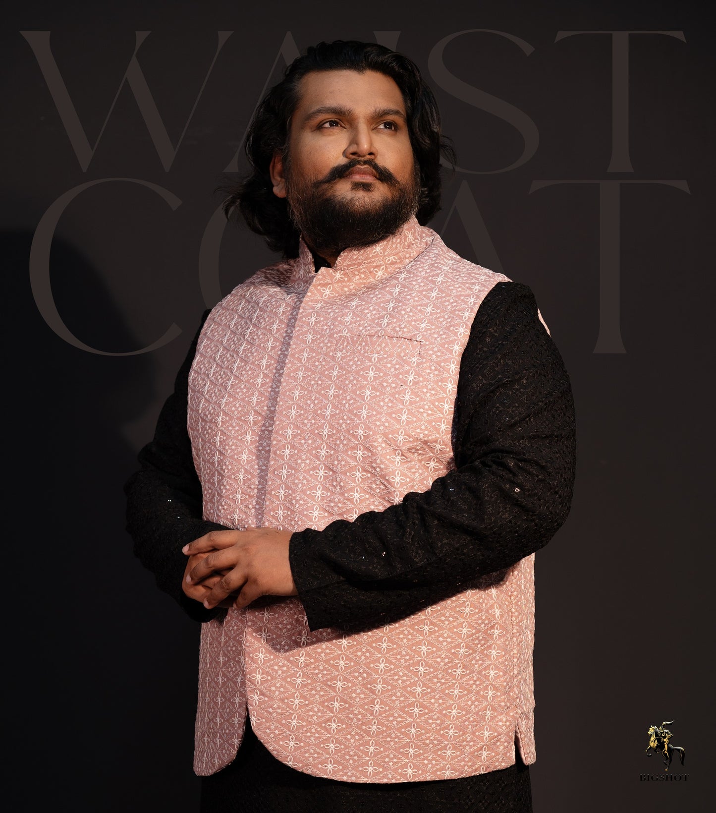 BIG SIZE Waist Coat - Peach