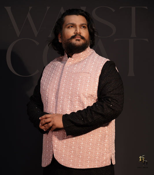 BIG SIZE Waist Coat - Peach