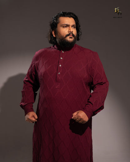 Maroon Diamond Popcorn Panjabi - Elegance Edition