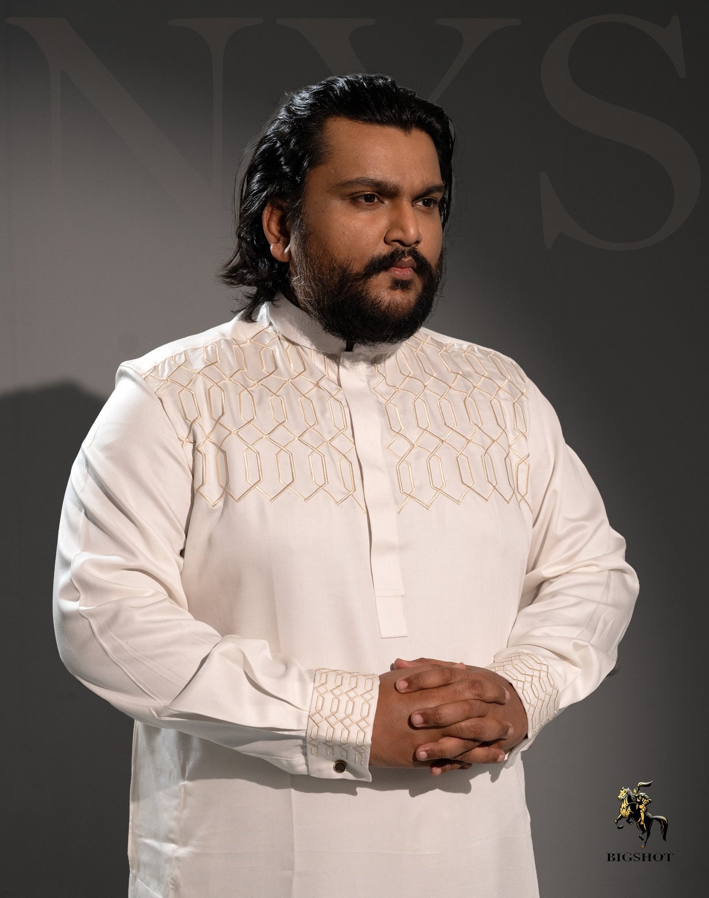 Cream White Embroidered Luxury Panjabi - NYS Edition