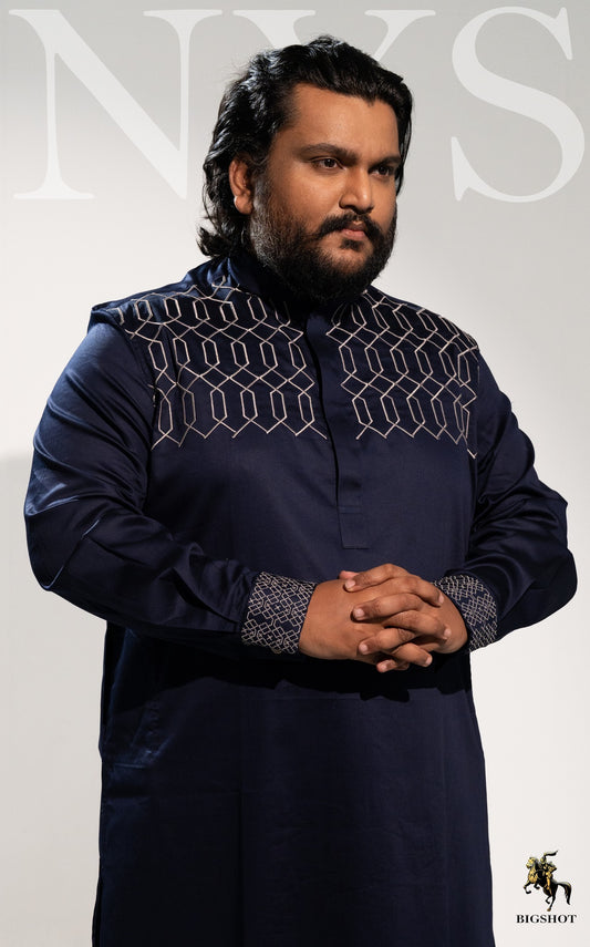 Deep Navy Embroidered Luxury Panjabi - NYS Edition