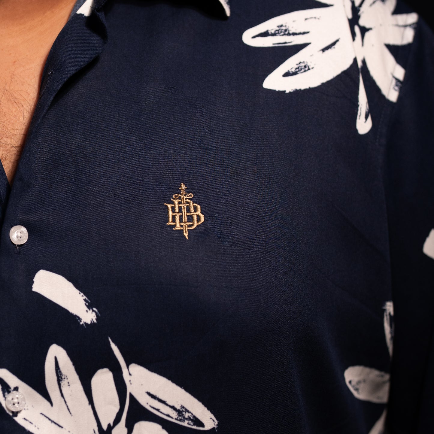 Navy Floral Luxury Full Sleeve Shirt