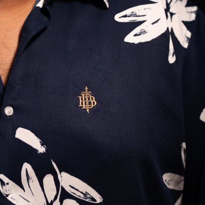 Navy Floral Luxury Full Sleeve Shirt