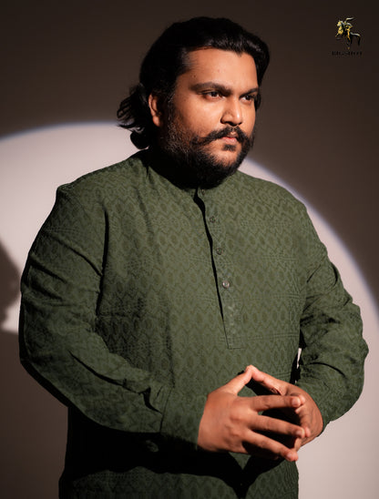 Elite Popcorn Deep Olive Panjabi - KING Edition