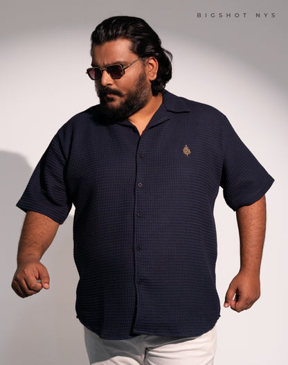 Navy Grey Half Sleeve Cuban Shirt