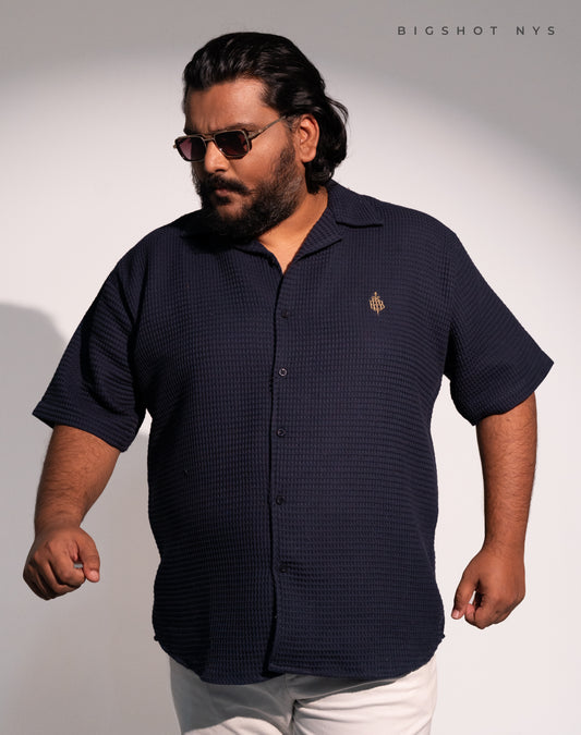 Navy Grey Half Sleeve Cuban Shirt