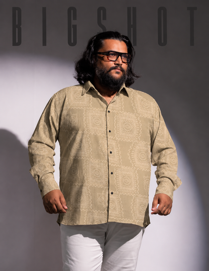 Luxury Beige Tribal Full Sleeve Shirt