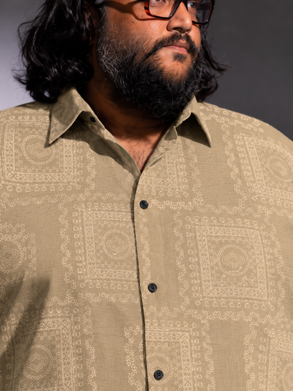 Luxury Beige Tribal Full Sleeve Shirt